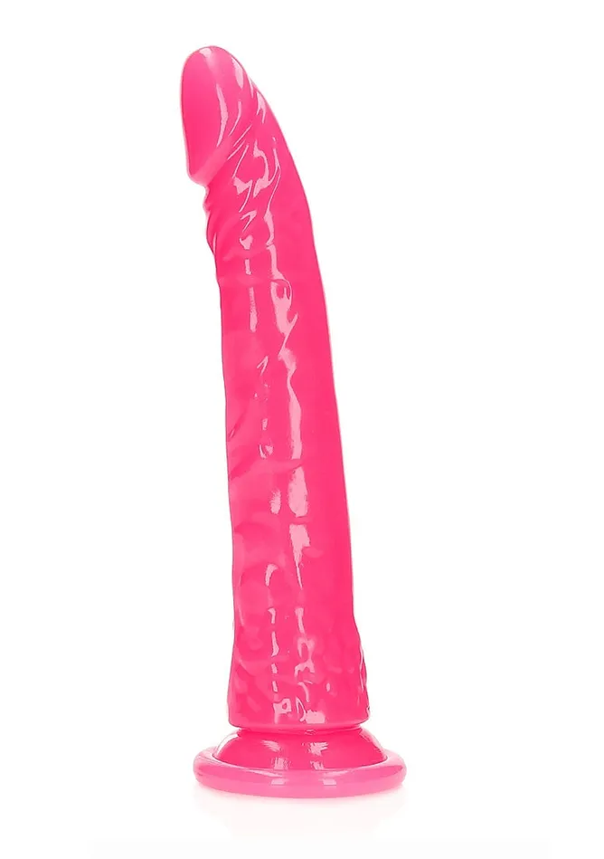 SHOTS AMERICA LLC REALROCK GLOW IN THE DARK 10 SLIM DILDO PINK Dildos