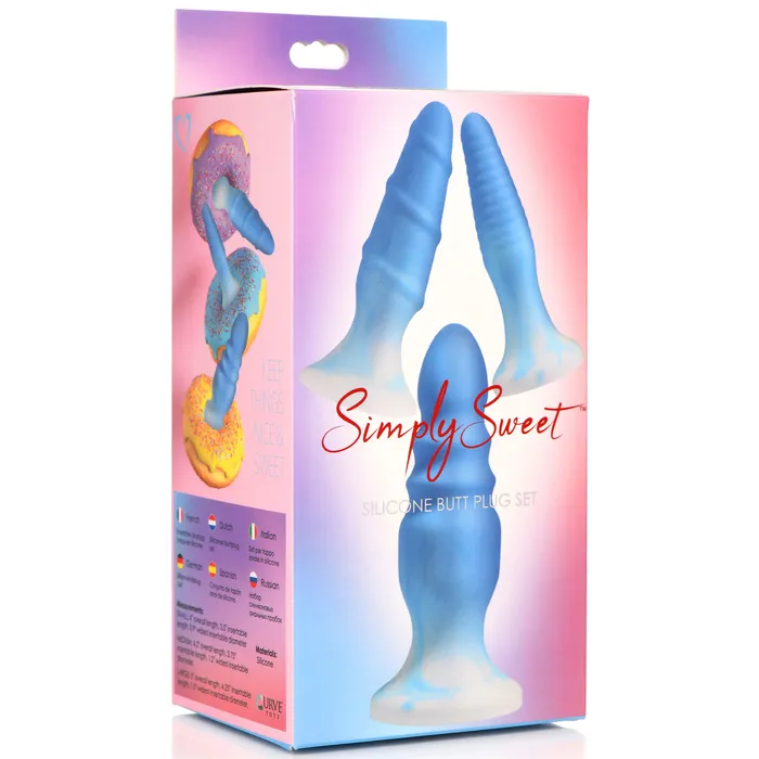 Simply Sweet Anal 3 Piece Silicone Butt Plug Set Blue