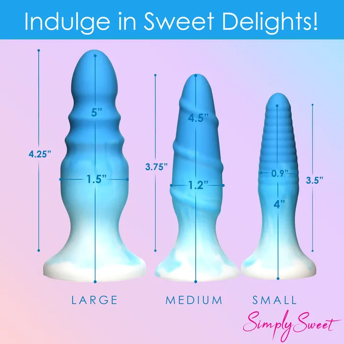 Simply Sweet Anal 3 Piece Silicone Butt Plug Set Blue