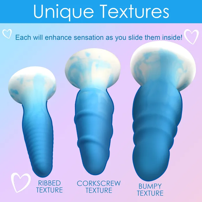 Simply Sweet Anal 3 Piece Silicone Butt Plug Set Blue