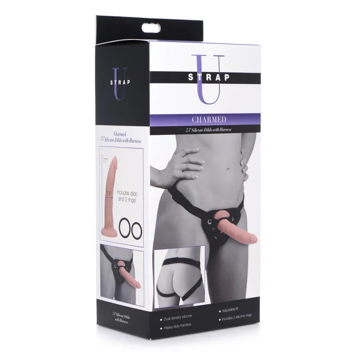 Strap U Charmed 75 Inch Silicone Dildo with Harness Female Sex Toys