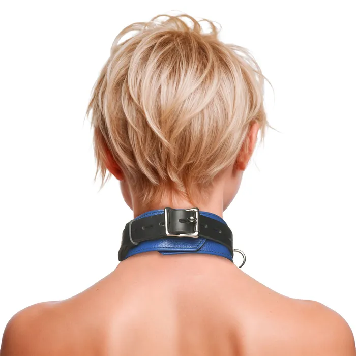 Strict Leather Vibrators Strict Leather Deluxe Locking Collar Blue and Black