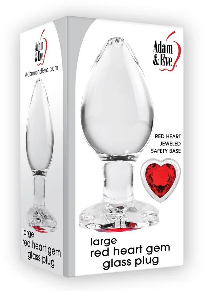 Adam and Eve Anal Adam and Eve Red Heart Gem Glass Anal Plug