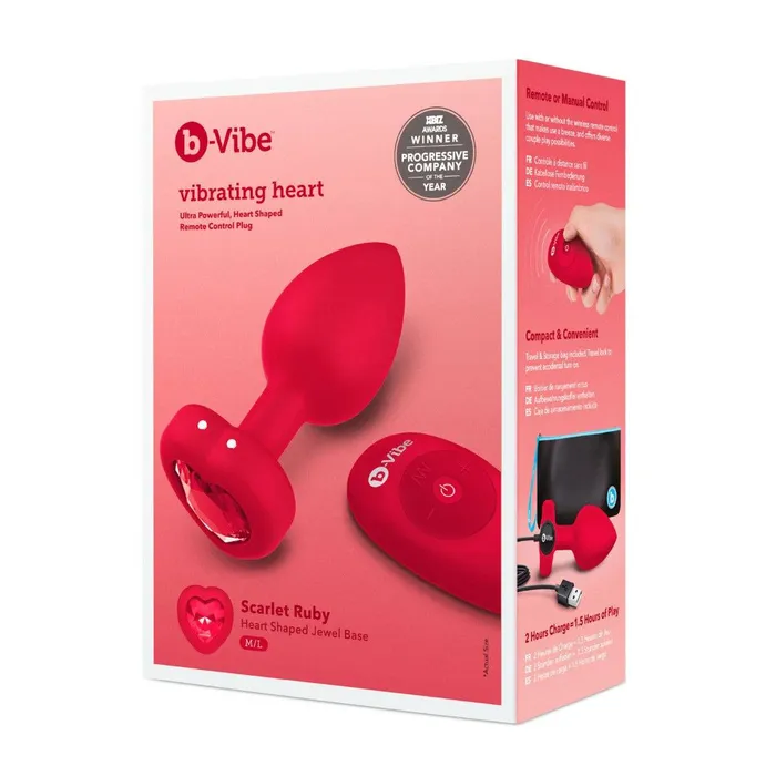 bVibe Vibrating Heart Butt Plug Red Medium Large bVibe Anal