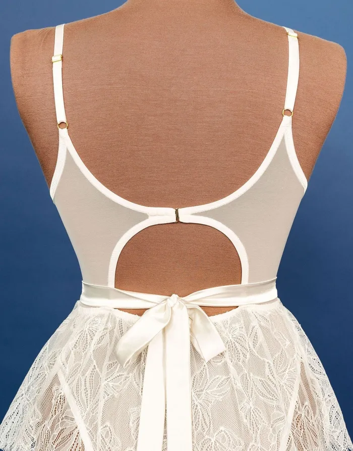 Couples Mentionables Eyelash Lace Crotchless Teddy Cream Couples Mentionables Eyelash Lace Crotchless Teddy Cream