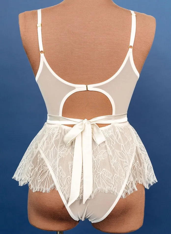 Couples Mentionables Eyelash Lace Crotchless Teddy Cream Couples Mentionables Eyelash Lace Crotchless Teddy Cream