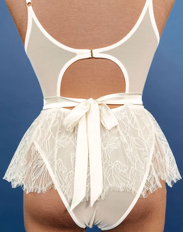 Couples Mentionables Eyelash Lace Crotchless Teddy Cream Couples Mentionables Eyelash Lace Crotchless Teddy Cream