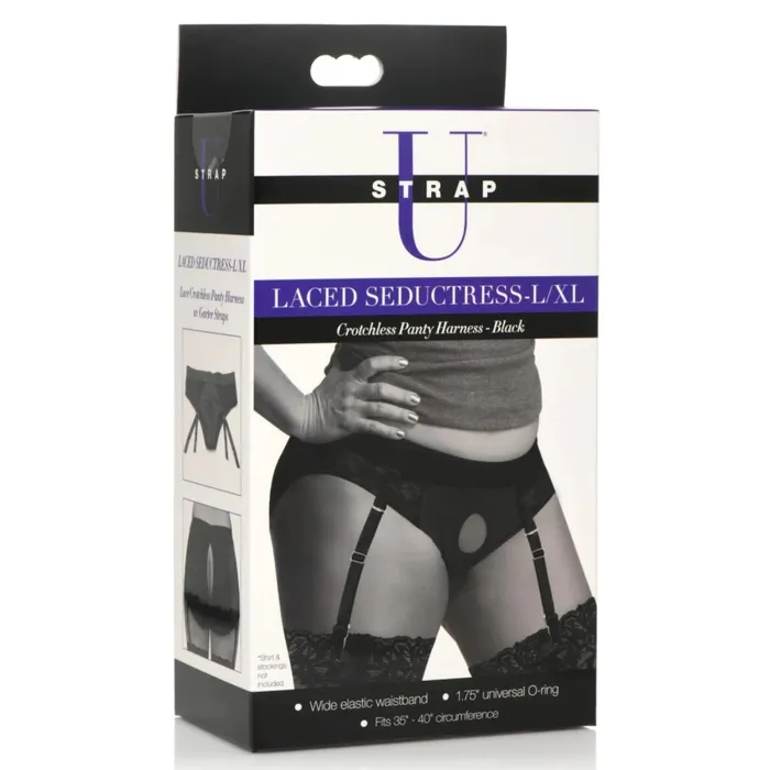 Female Sex Toys Strap U Strap U Laced Seductress Crotchless Panty Harness Black Large XL Female Sex Toys Strap U Strap U Laced Seductress Crotchless Panty Harness Black Large XL