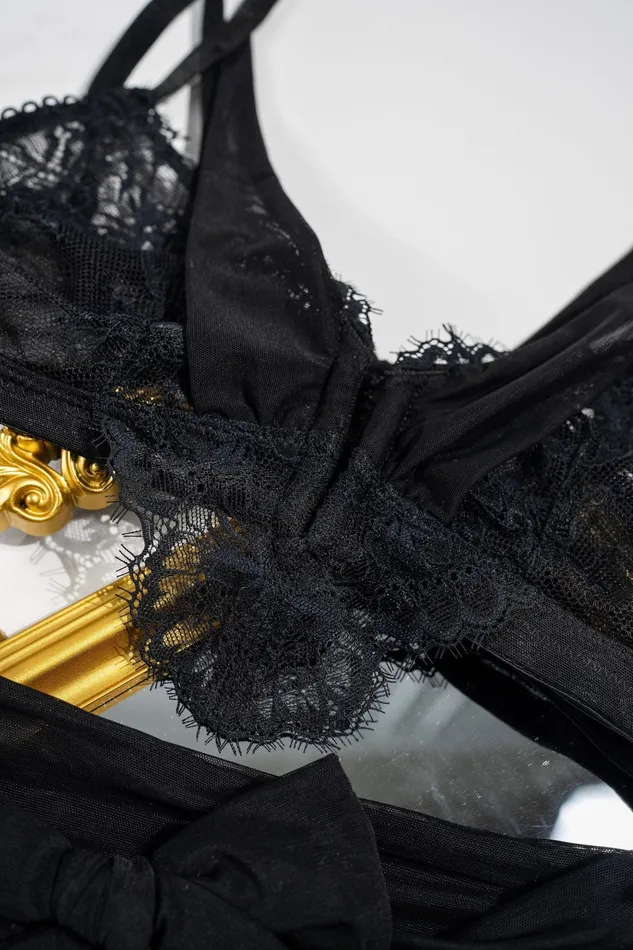 Lace Mesh VWire Bralette Black Mentionables Anal Lace Mesh VWire Bralette Black Mentionables Anal
