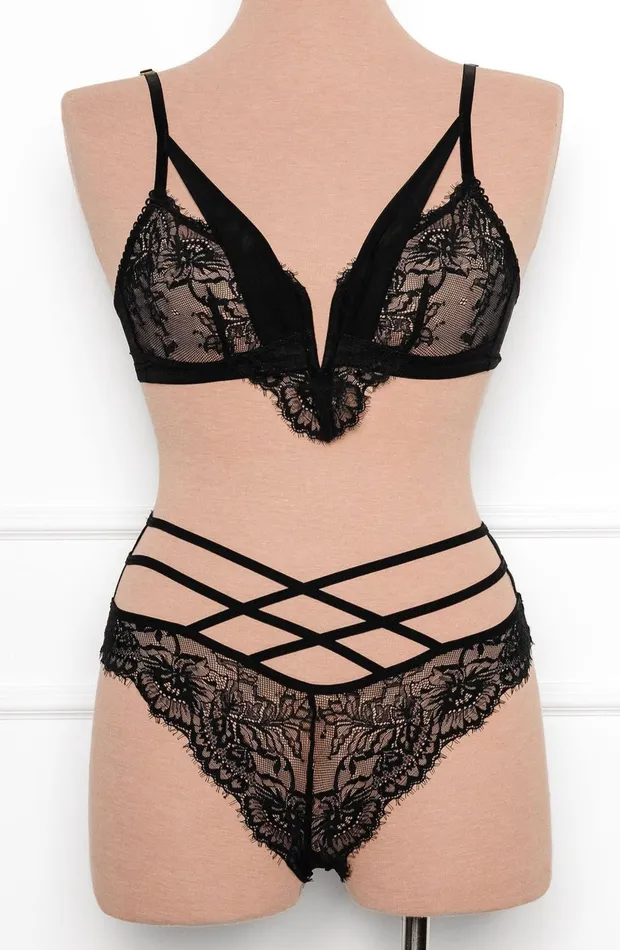 Lace Mesh VWire Bralette Black Mentionables Anal Lace Mesh VWire Bralette Black Mentionables Anal