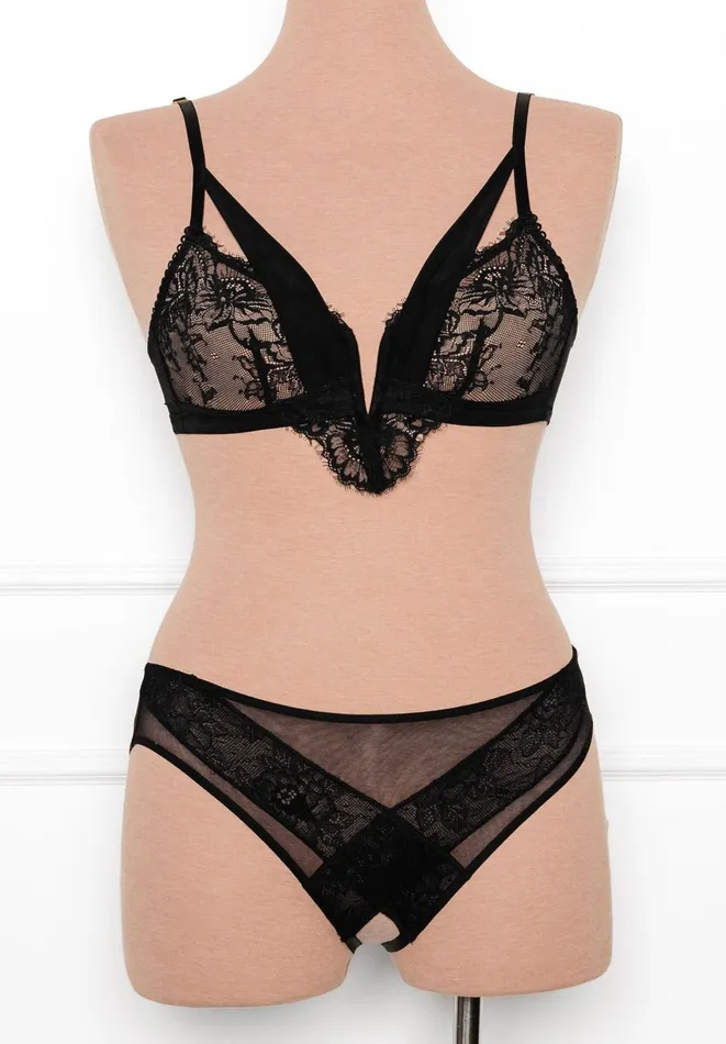 Lace Mesh VWire Bralette Black Mentionables Anal Lace Mesh VWire Bralette Black Mentionables Anal