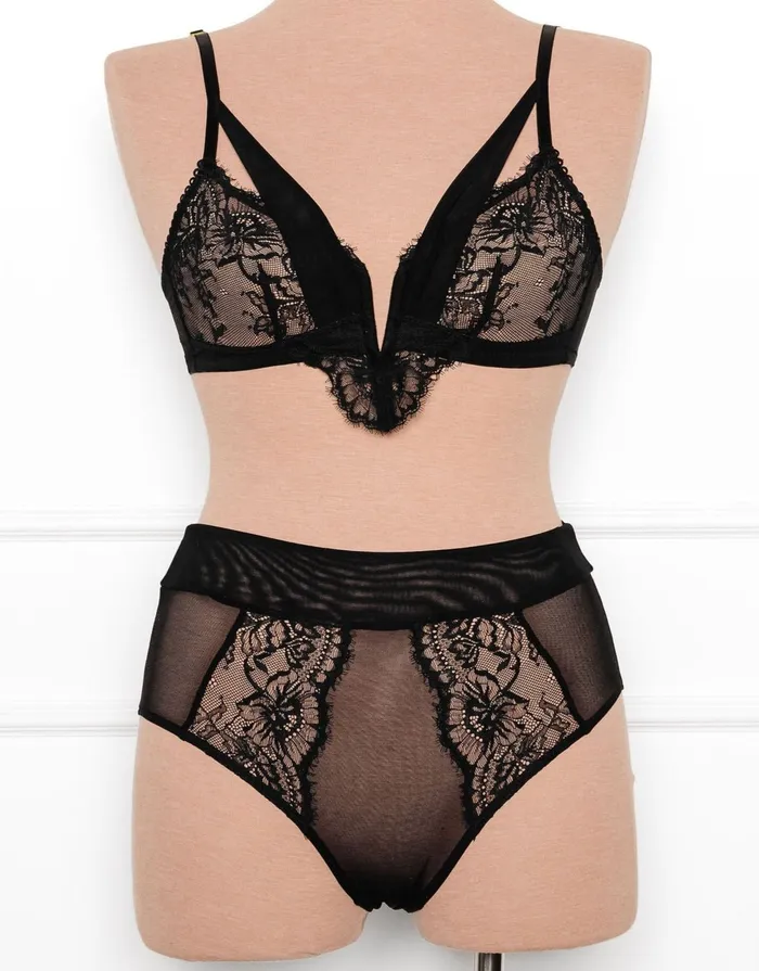 Lace Mesh VWire Bralette Black Mentionables Anal Lace Mesh VWire Bralette Black Mentionables Anal
