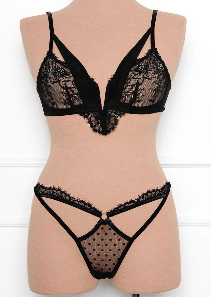 Lace Mesh VWire Bralette Black Mentionables Anal Lace Mesh VWire Bralette Black Mentionables Anal