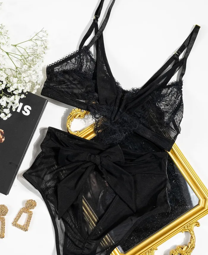 Lace Mesh VWire Bralette Black Mentionables Anal Lace Mesh VWire Bralette Black Mentionables Anal