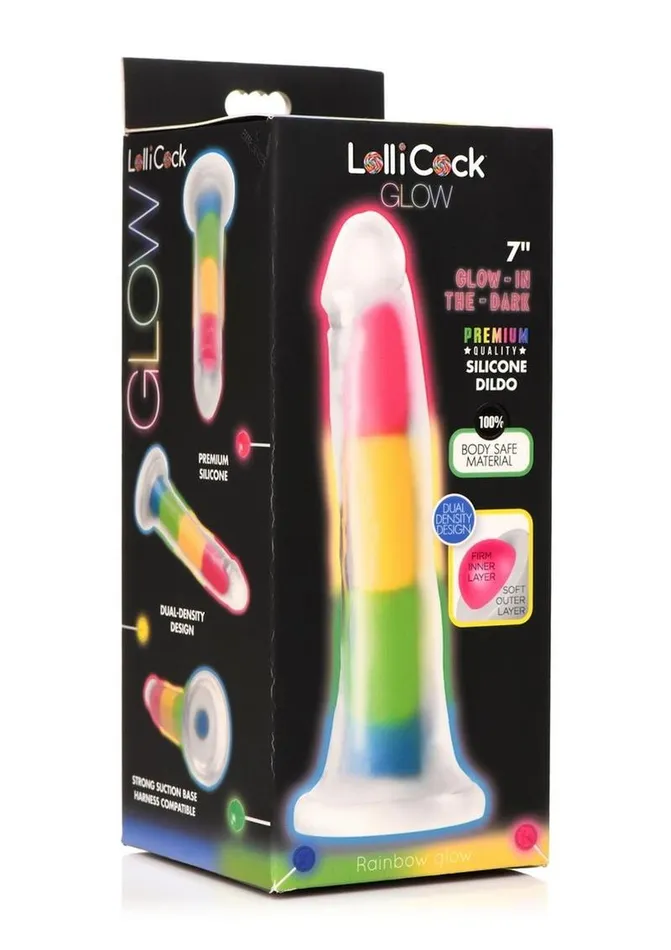 Lollicock Dildos Lollicock Glow In The Dark Rainbow Silicone Dildo