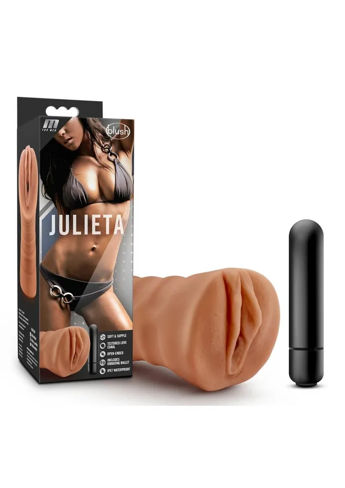 M For Men Julieta Vibrating Masturbator with Bullet Pussy M for Men Male Sex Toys