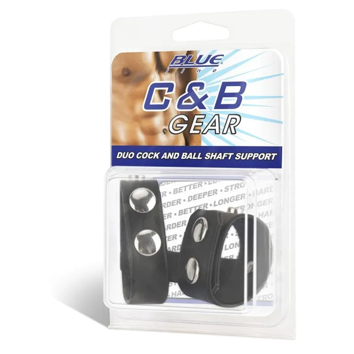 Male Sex Toys Blue Line Blue Line Duo Cock And Ball Shaft Support Cock Ring Black