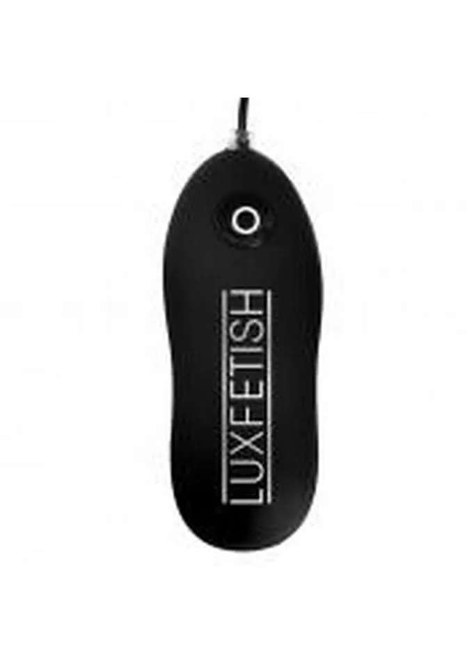 Male Sex Toys Lux Fetish Lux Fetish Latex Inflatable Vibrating Butt Plug with Wired Remote Control