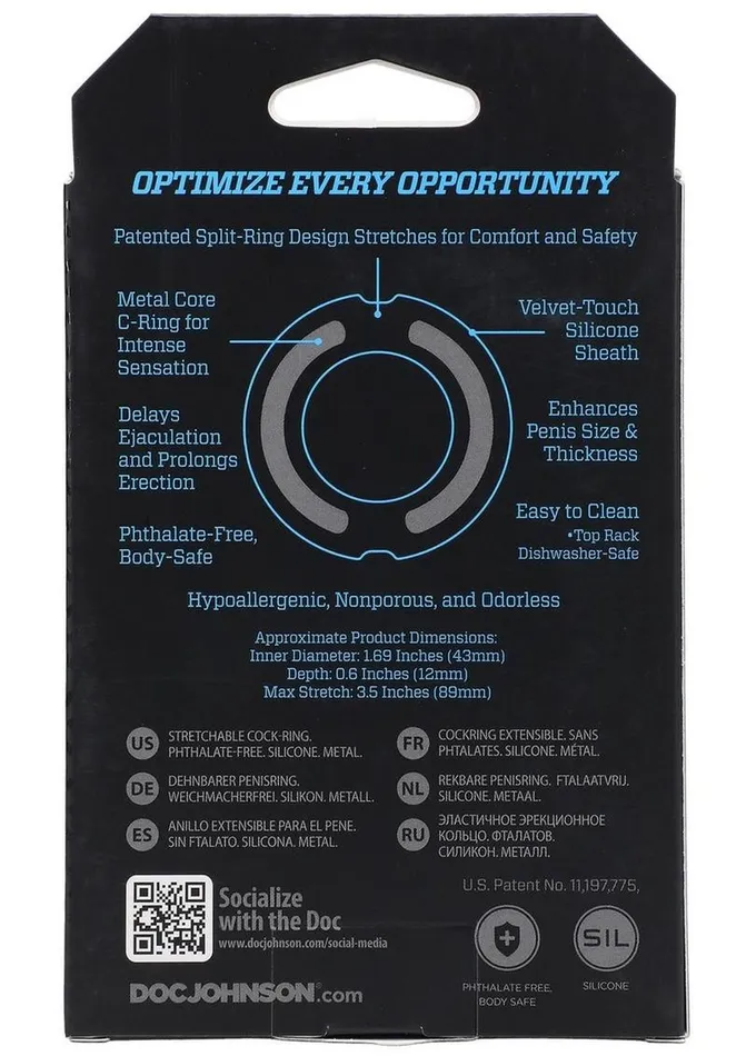 Male Sex Toys Optimale Flexisteel Soft Silicone with Inner Metal Core Cock Ring OptiMALE