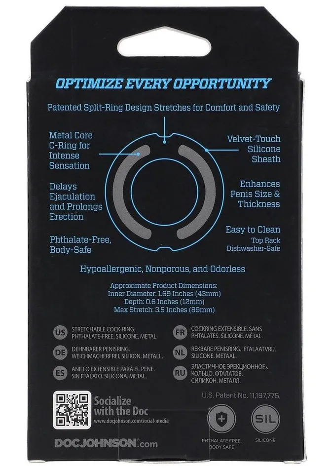 Male Sex Toys Optimale Flexisteel Soft Silicone with Inner Metal Core Cock Ring OptiMALE