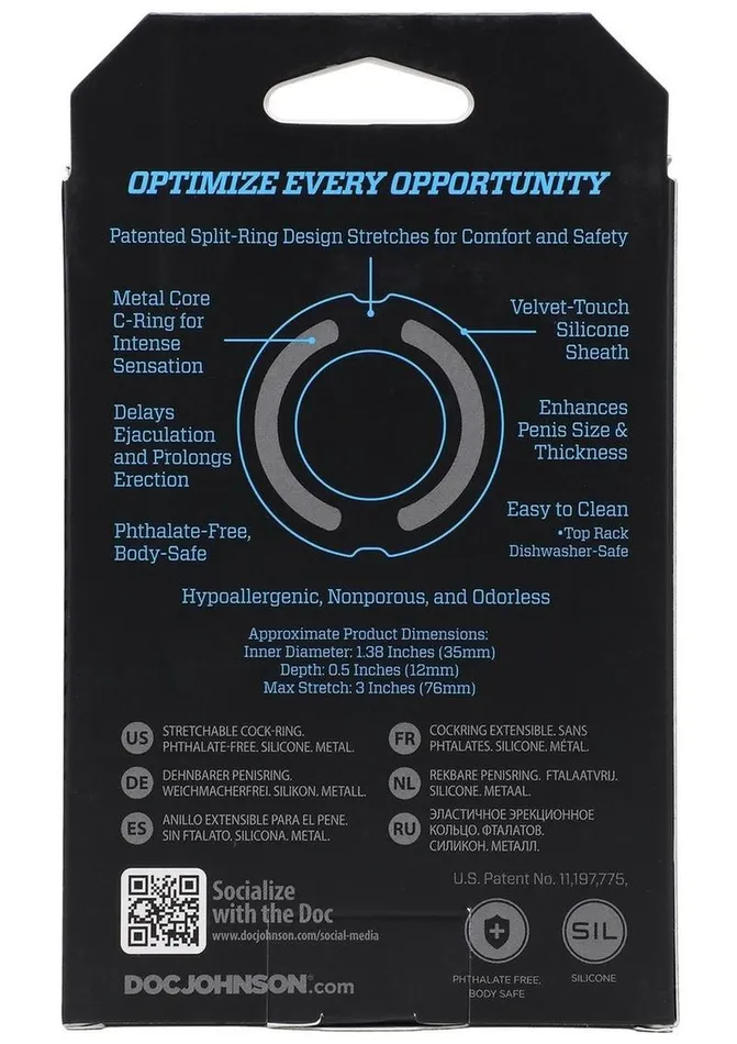 Male Sex Toys Optimale Flexisteel Soft Silicone with Inner Metal Core Cock Ring OptiMALE