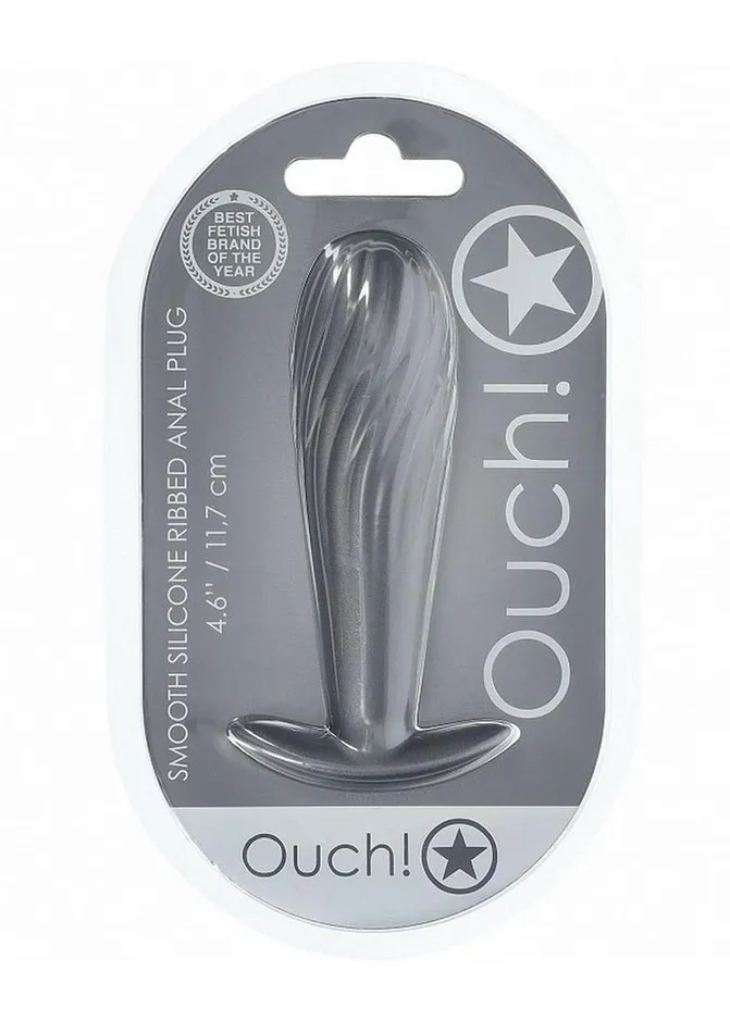 Male Sex Toys Ouch Ouch Ribbed Anal Plug Silicone