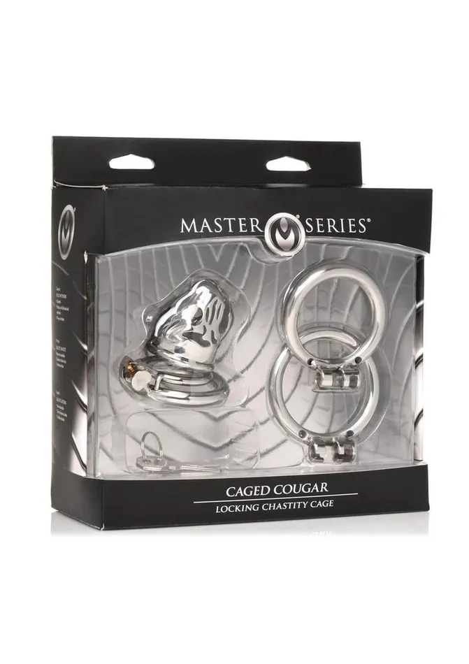 Master Series Male Sex Toys Master Series Caged Cougar Stainless Steel Locking Chastity Cage