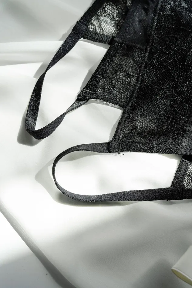 Mentionables Anal Lacy Crotchless Panty Black