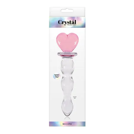 New Sensations Novelties Inc Dildos Crystal Heart of Glass 6 in Glass Dildo PinkClear