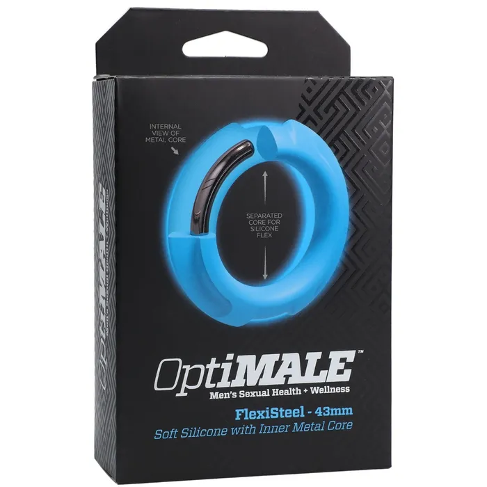 OptiMALE Male Sex Toys OptiMALE FlexiSteel Silicone Metal Core Cock Ring Blue 43mm