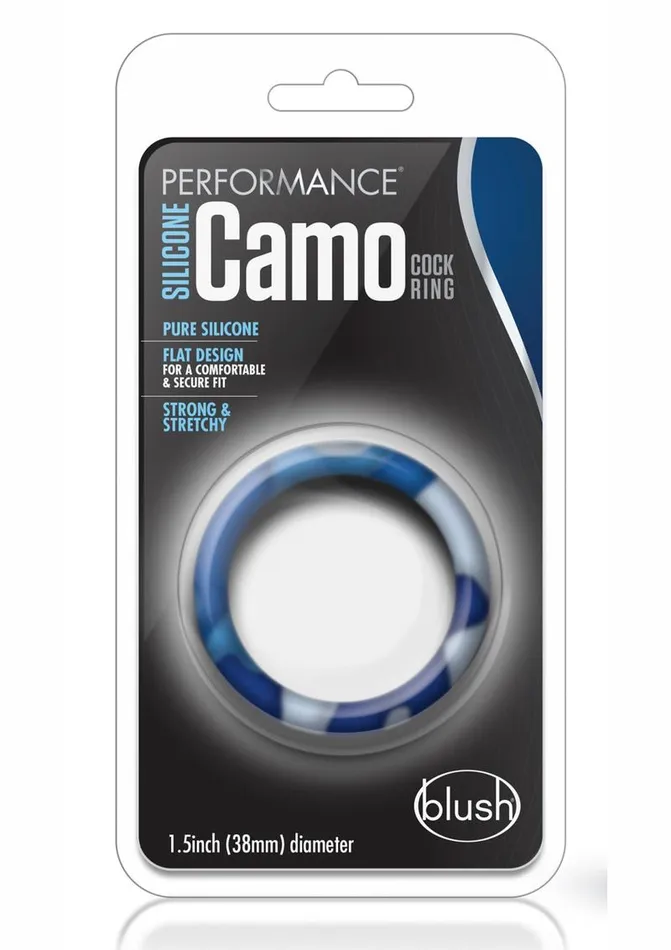 Performance Male Sex Toys Performance Silicone Camo Cock Ring Blue Camouflage