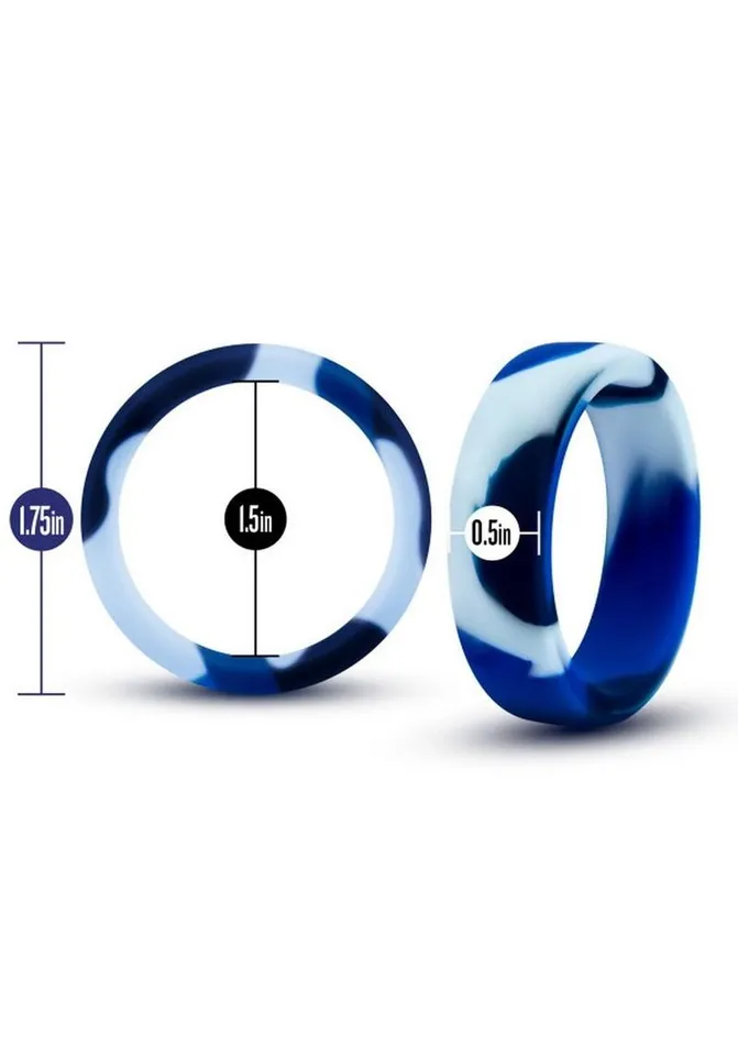 Performance Male Sex Toys Performance Silicone Camo Cock Ring Blue Camouflage