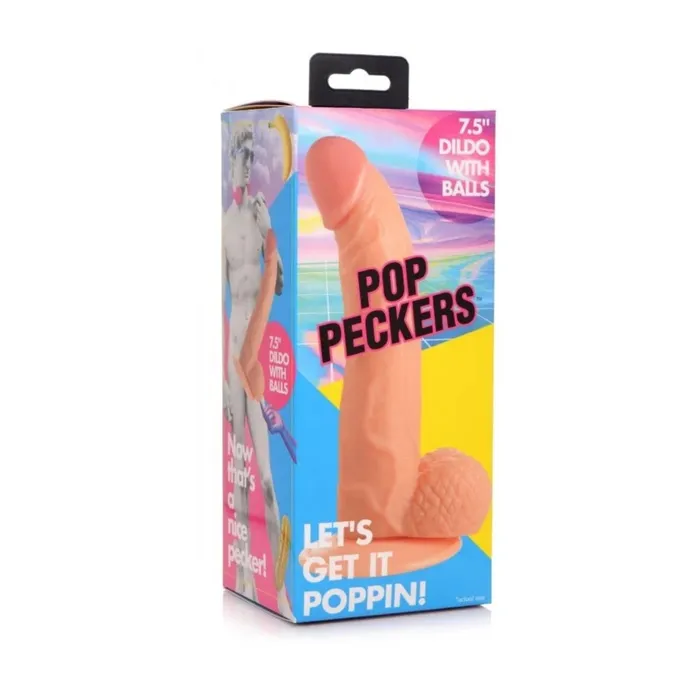 Pop Peckers Dildo With Balls Light Pink 75 Inch Pop Peckers Dildos