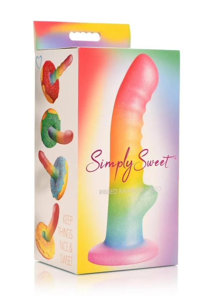 Simply Sweet Ribbed Silicone Rainbow Dildo Simply Sweet Female Sex Toys