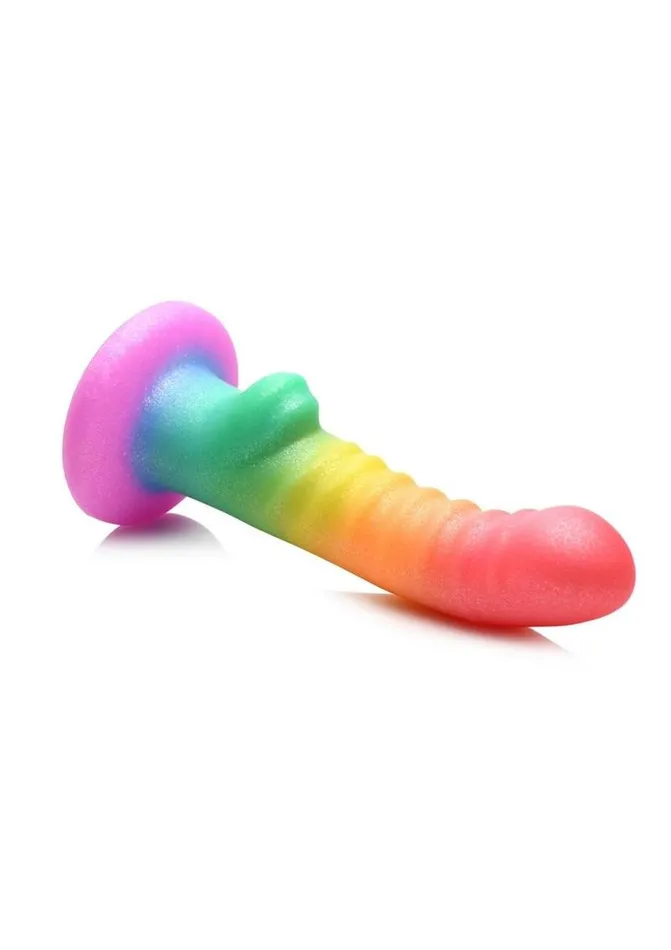 Simply Sweet Ribbed Silicone Rainbow Dildo Simply Sweet Female Sex Toys