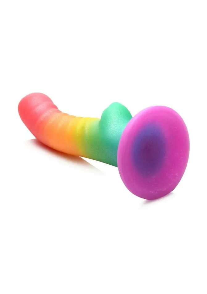 Simply Sweet Ribbed Silicone Rainbow Dildo Simply Sweet Female Sex Toys