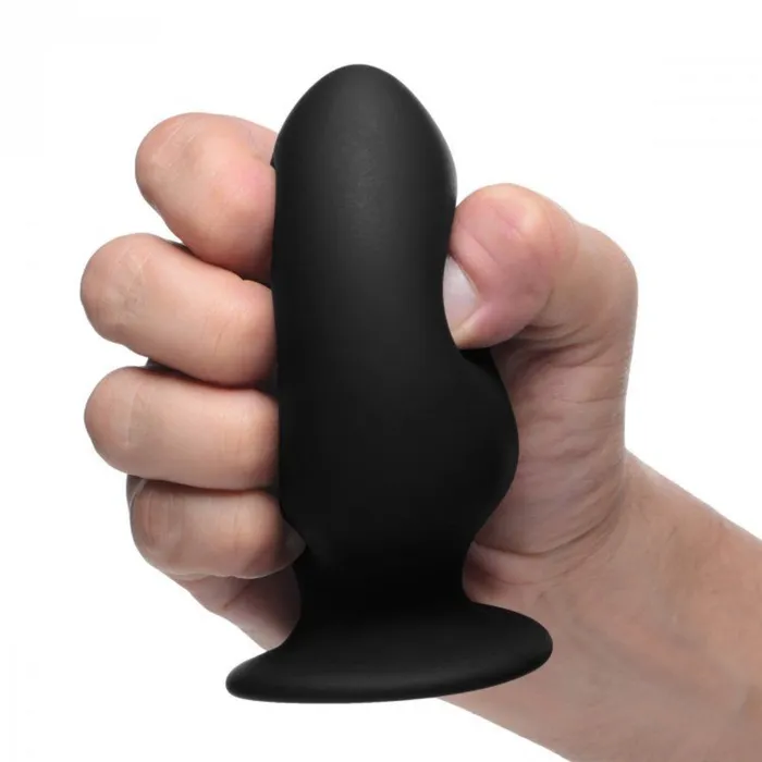 SqueezeIt Squeezable Silicone Butt Plug Black Medium SqueezeIt Anal