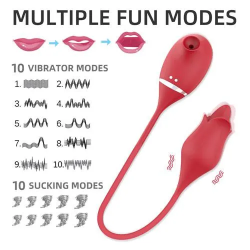 Vibrators Earlypeach 2 In 1 Rose Sucking Tongue Vibrator