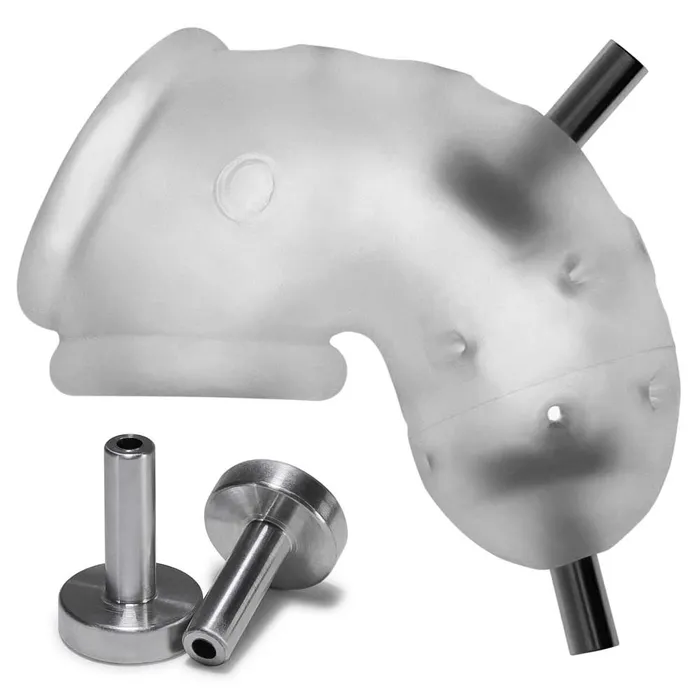 Airlock Electro AirLite Vented Chastity With Two 4mm Contacts Clear Ice Oxballs Male Sex Toys Airlock Electro AirLite Vented Chastity With Two 4mm Contacts Clear Ice Oxballs Male Sex Toys