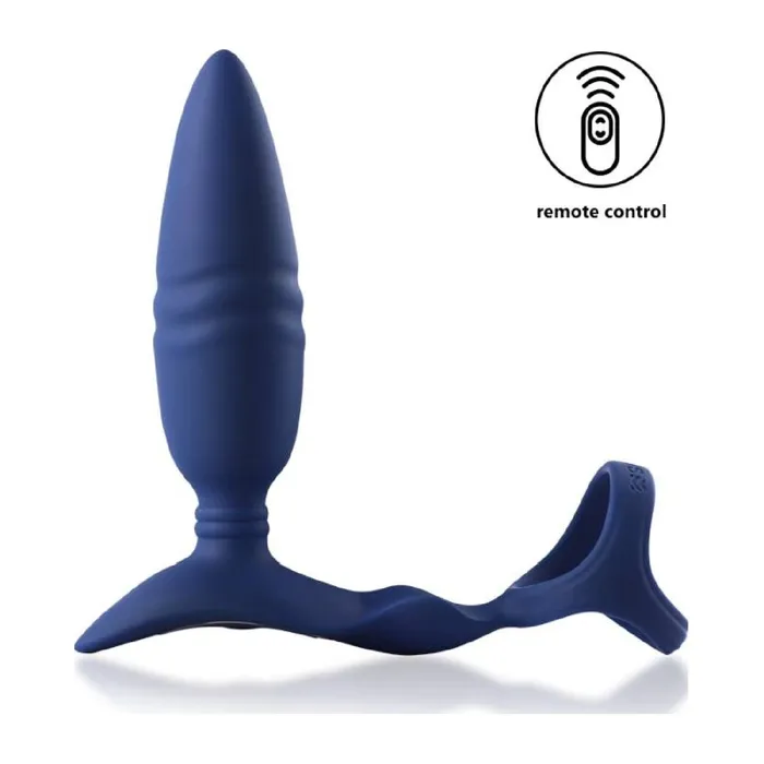 Arosum Anal RingnRear Dual Thrusting Anal Probe with Cockring and Remote