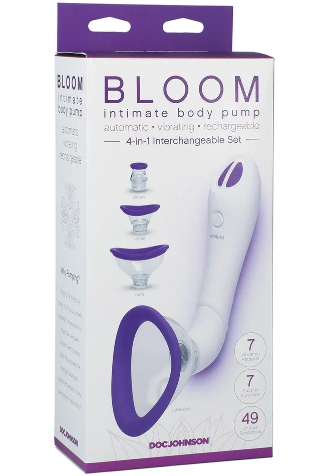 Doc Johnson Female Sex Toys Bloom Intimate Silicone Rechargeable Body Pump