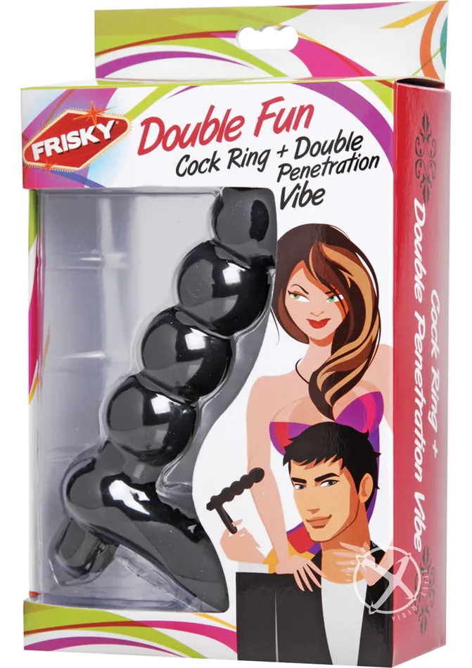 Frisky Frisky Double Fun Cock Ring with Double Penetration Vibrator Male Sex Toys
