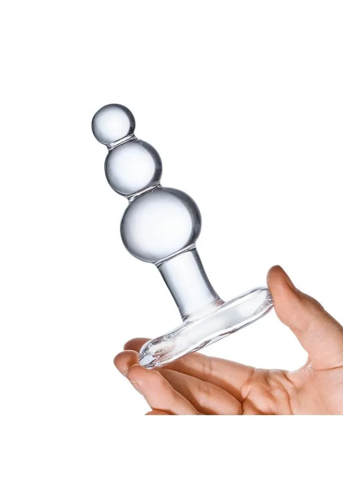 Glas Beaded Glass Butt Plug with Tapered Base Glas Anal