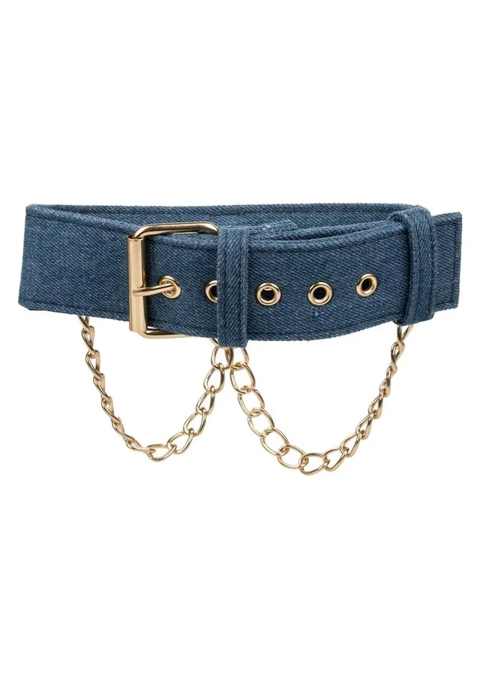 Ride em Female Sex Toys Ride Em Premium Denim Collection Collar with Leash