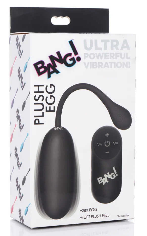 XR Brands Bang Anal 28x Plush Egg and Remote Black XR Brands Bang Anal 28x Plush Egg and Remote Black