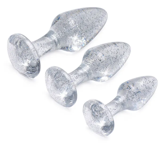 XR Brands Booty Sparks Glitter Gem Anal Plug Set Silver Anal XR Brands Booty Sparks Glitter Gem Anal Plug Set Silver Anal